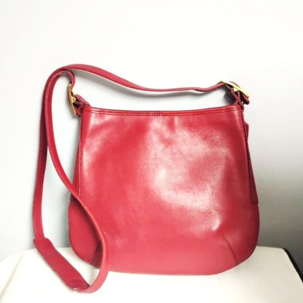 ❤️Vintage COACH  9204 Red Leather Crossbody Bag Purse +FOB & Dustbag - Picture 7 of 11